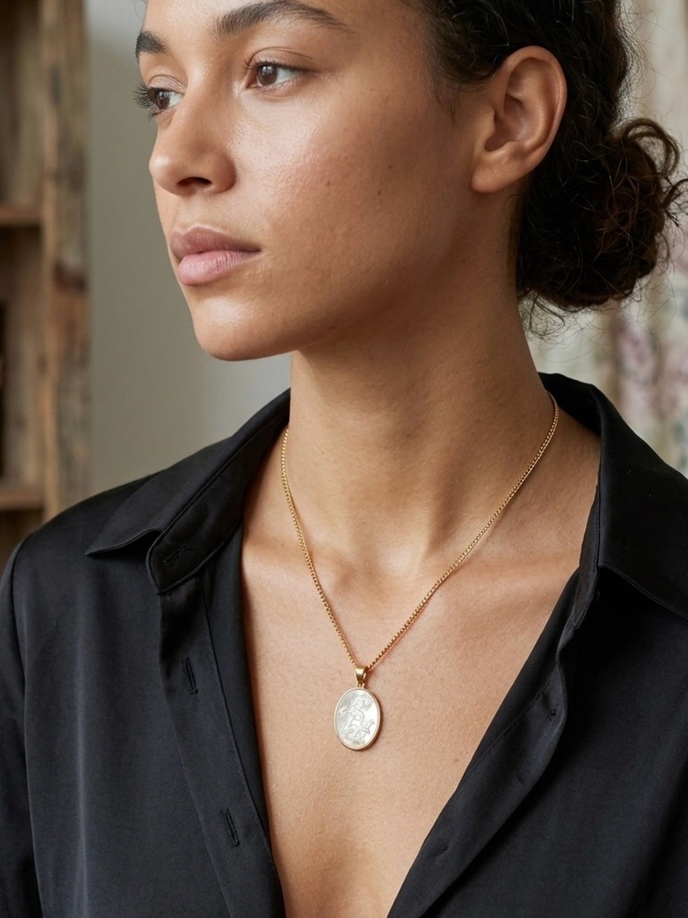 The Florentine Angel Pendant - Delicate 18KGP Cherub Necklace